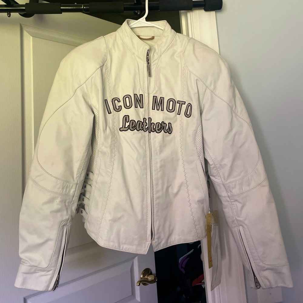 Icon Moto Leathers Bombshell White Leather Jacket and Pants set